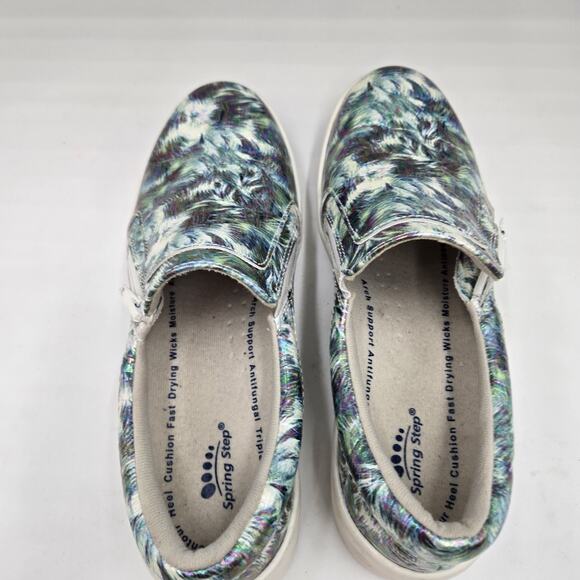 Spring Step Women's 7.5M Whispie Colorful Metallic Blue Slip-On Side Zip Sneaker - Picture 6 of 8